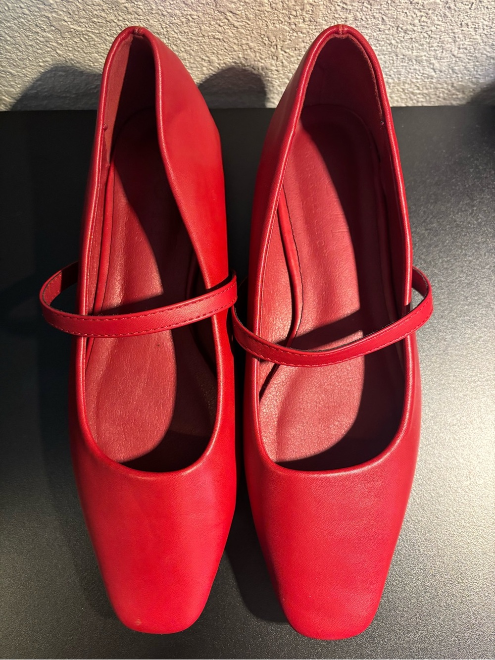 MOTF Red Mary Jane Flats with Single Strap